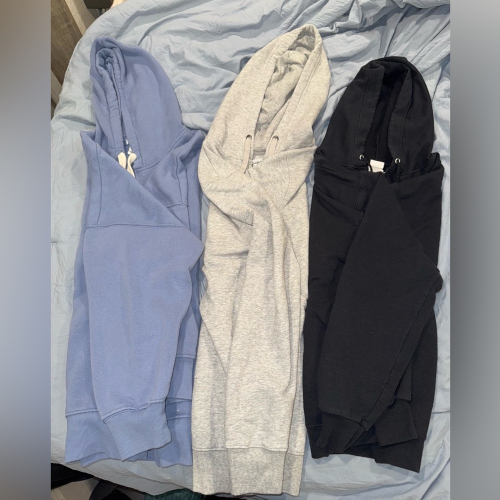 Bundle of Three Zip up Hooded Jackets - Blue, Gray, and Black